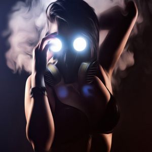 Geheimnisvolles Mädchen mit Gasmaske