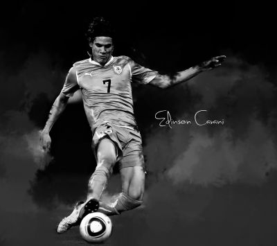 Fußballaktion von Edinson Cavani