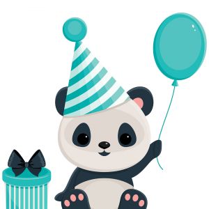 Niedlicher Panda mit Ballon