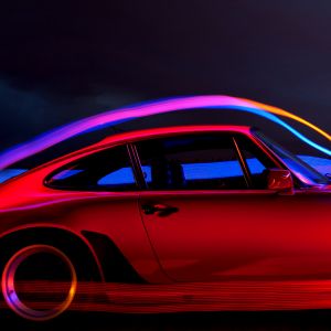 Stylisches Sportauto mit Neonlichtern
