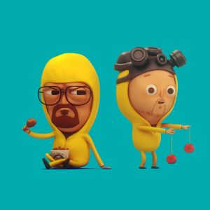 Cartoonfiguren in Gelb