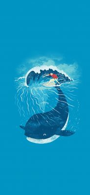 Wal- und Wellenillustration